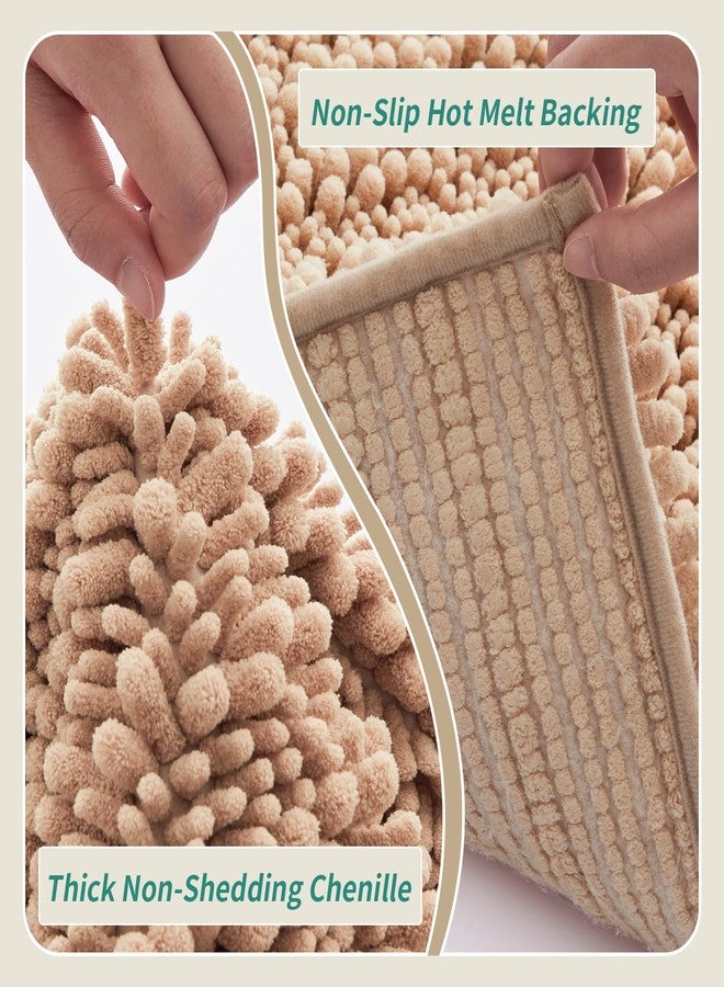 Disolla Small Bathroom Rug Non Slip Washable Beige Bath Mat 17x24 Super Absorbent Soft Bathroom Floor Mat Chenille Bath Rug for Shower Tub - Image 4
